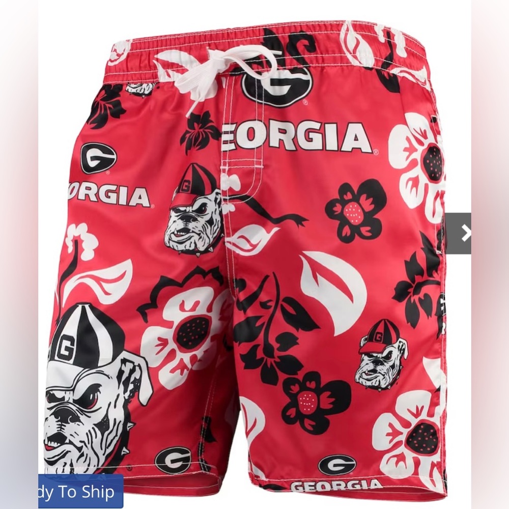 Georgia Bulldog Floral Swim Trunks